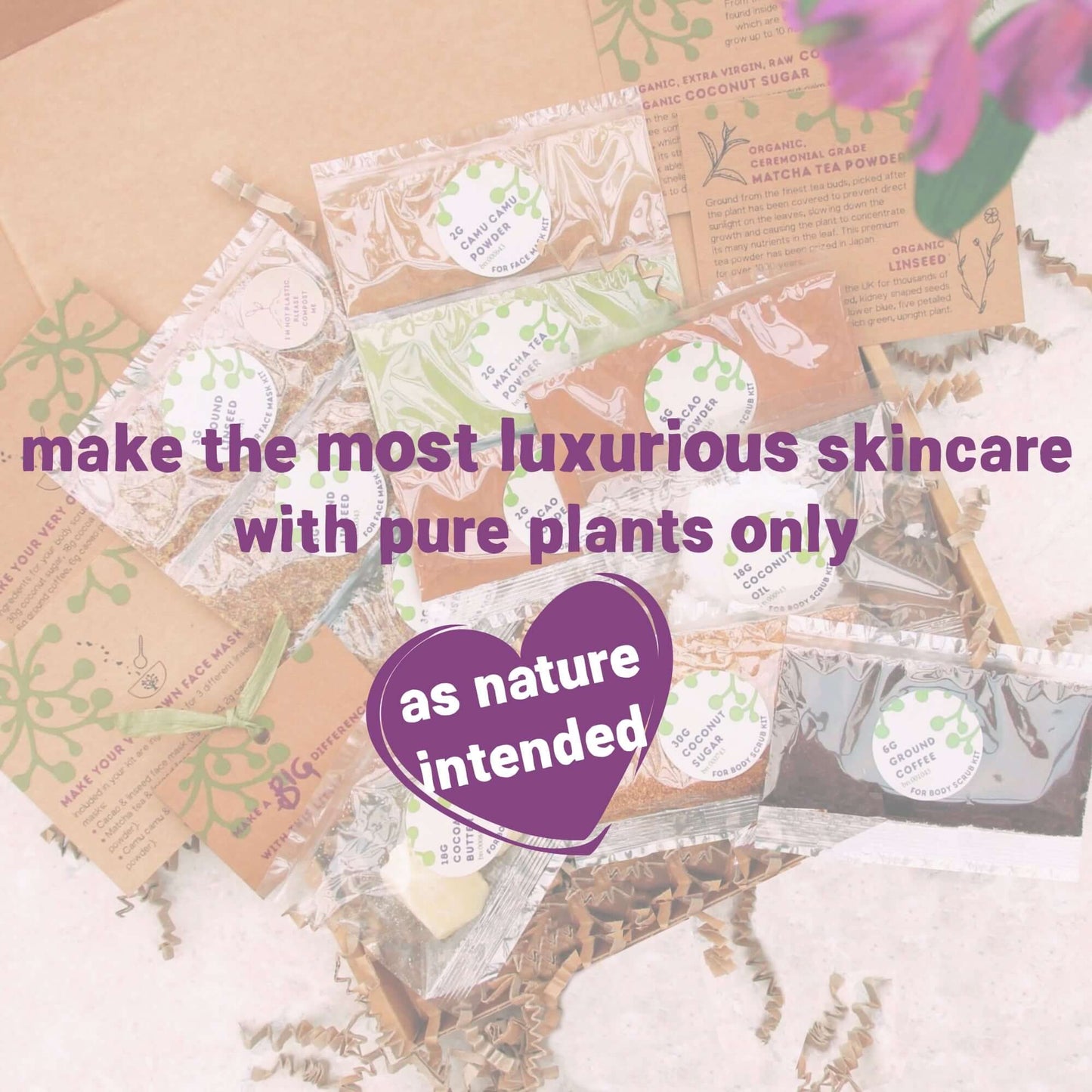 face mask kit and body scrub kit in make your own skincare letterbox box