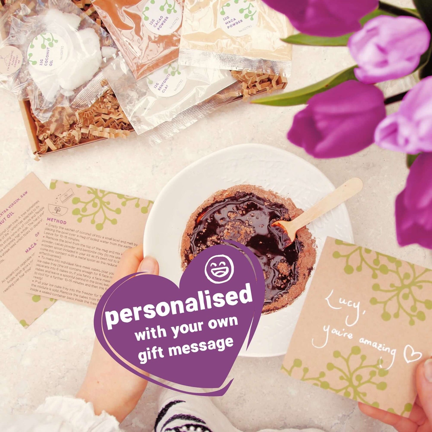 personalised gift message inside pamper letterbox gift