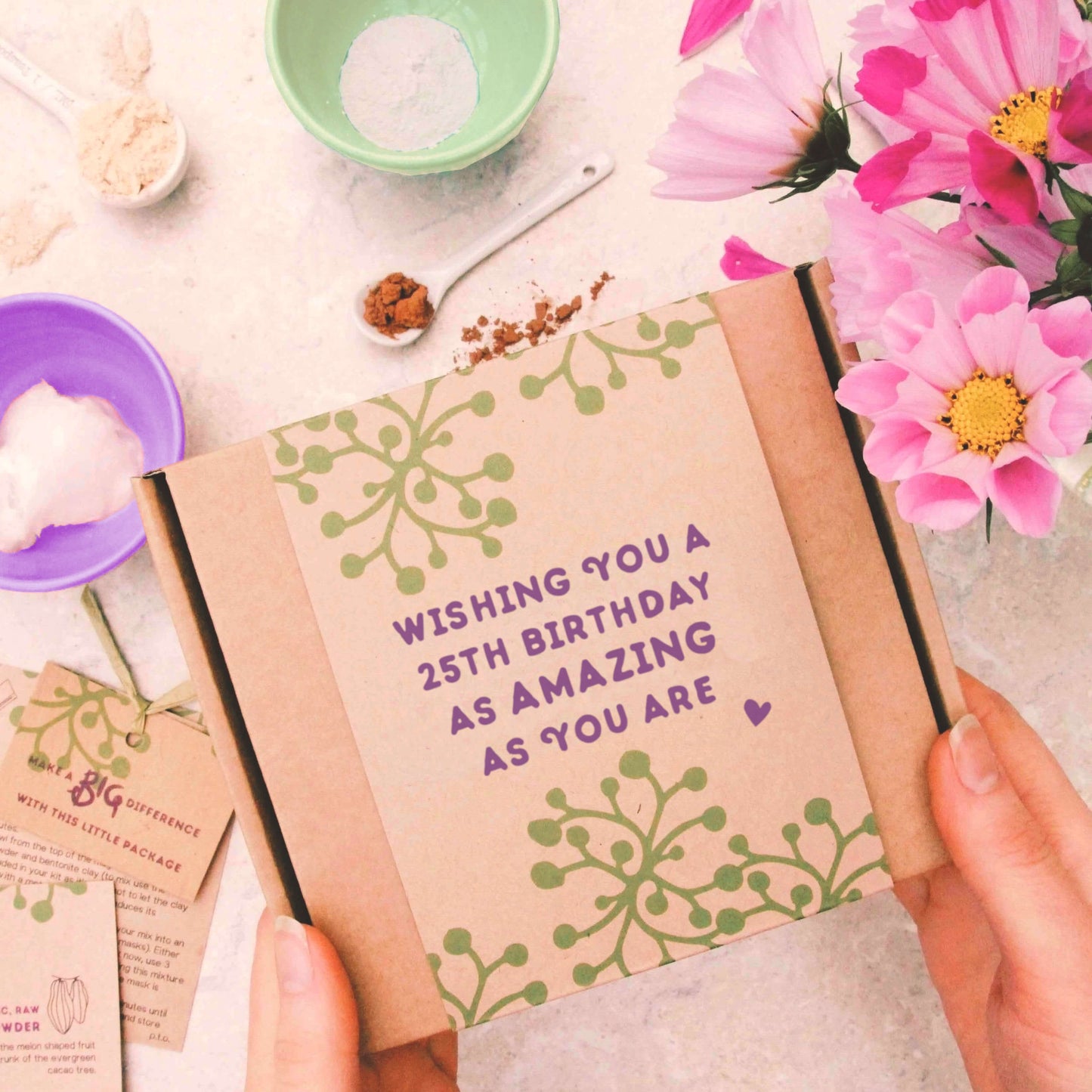 25th birthday gift with gift message 'wishing you a 25th birthday as amazing as you are'