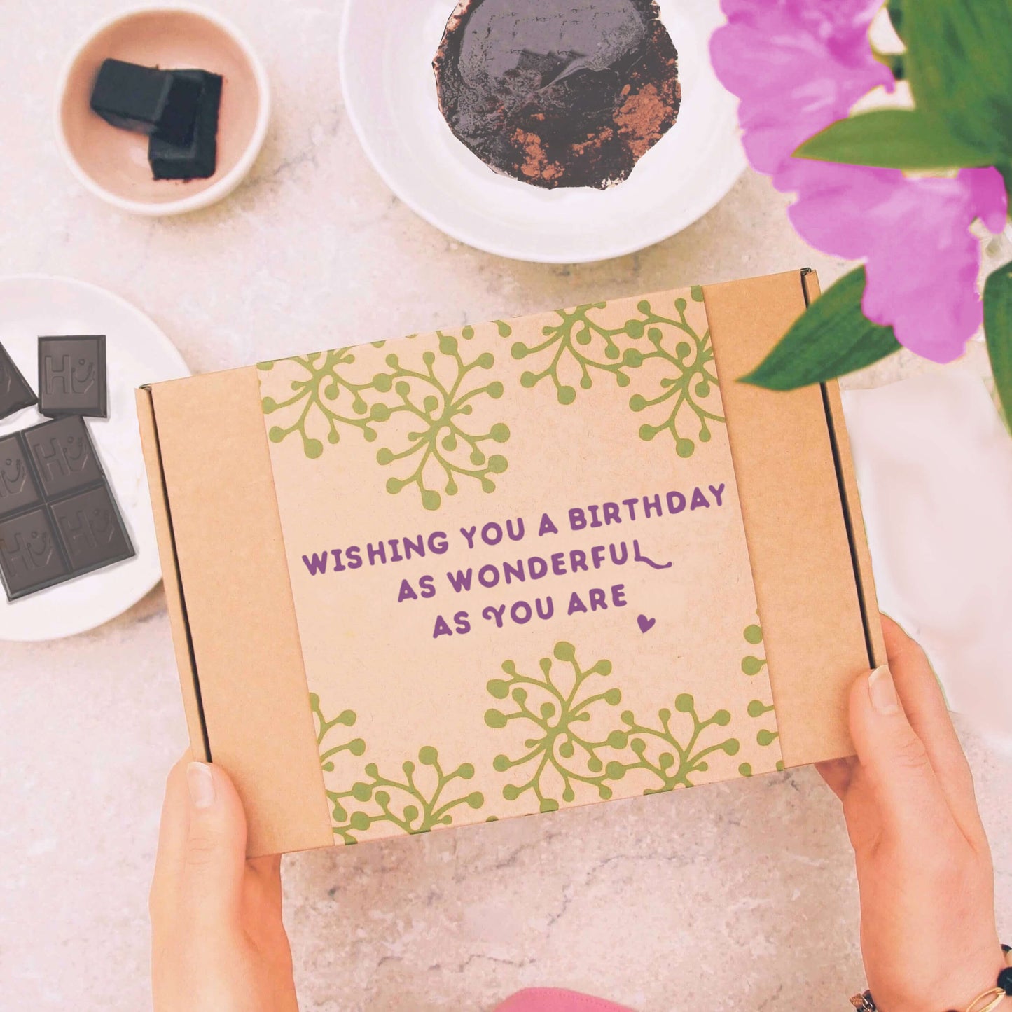 birthday gift with gift message 'wishing you a birthday as wonderful as you are'