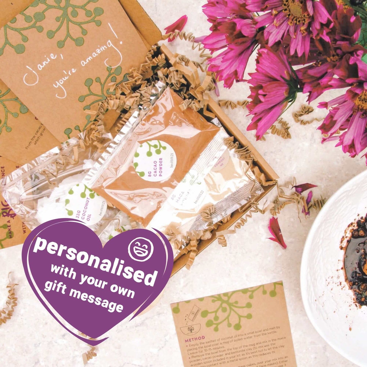 personalised gift message inside self care gift box