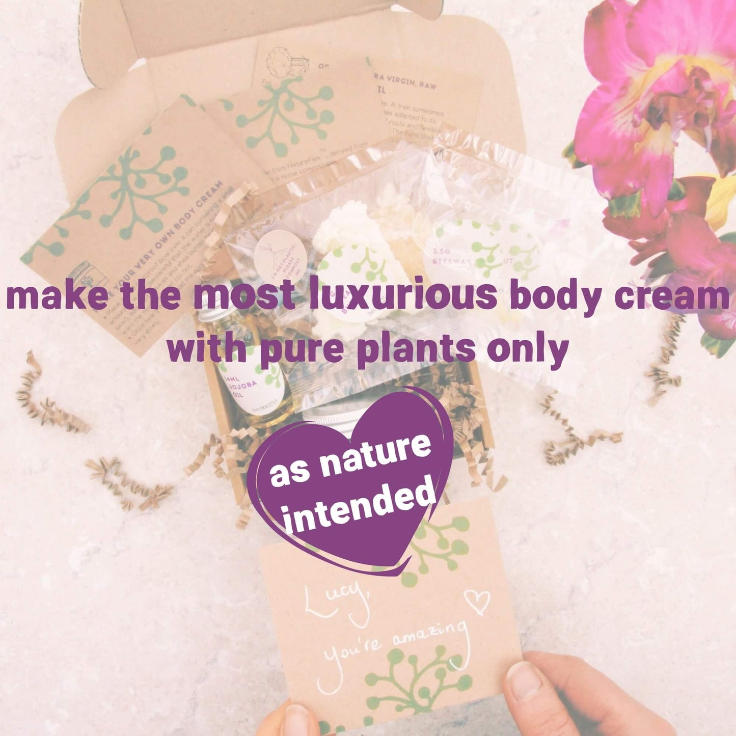 eco-friendly body cream inside 20th birthday gift box