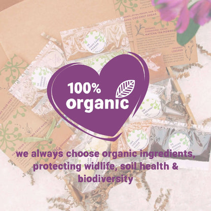 organic skincare kit and information on choosing organic to protect wildlife, soil health and biodiversity