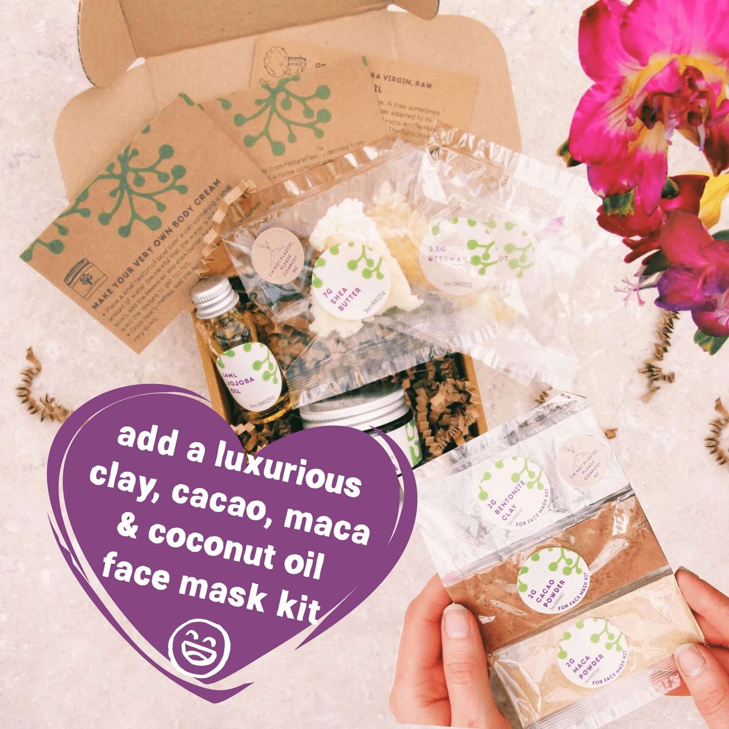 sending hugs gift box with vegan face mask kit