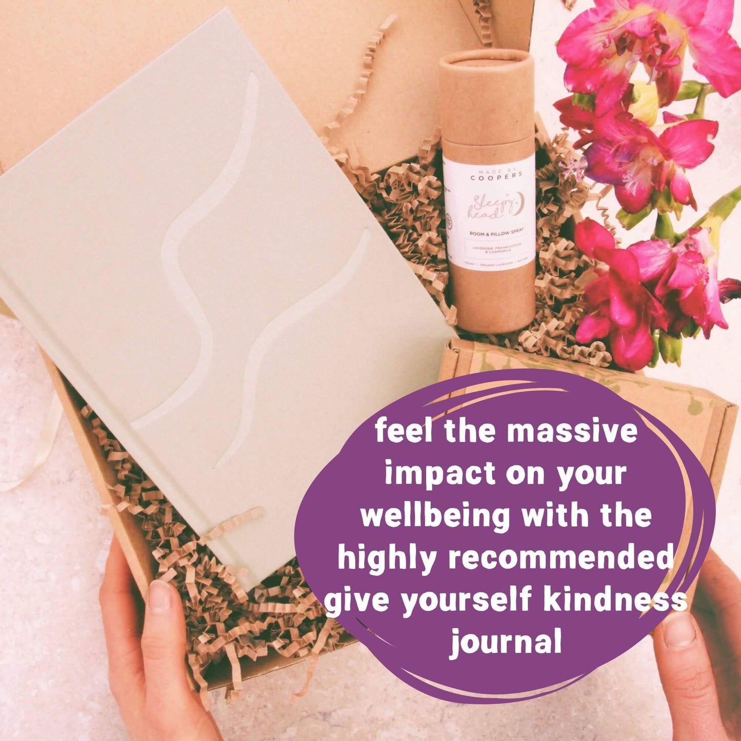 wellness journal inside wellbeing gift box