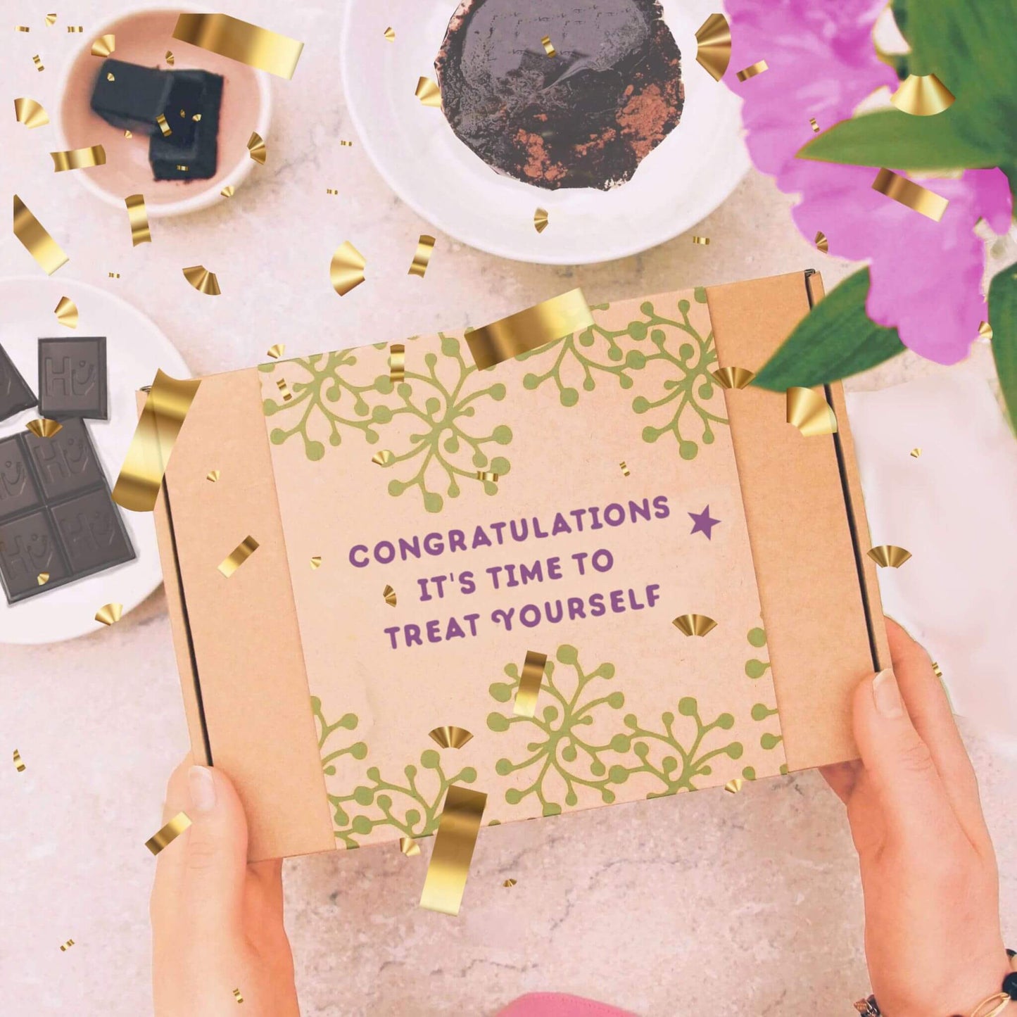 congratulations gift with gift message 'congratulations it's time to treat yourself'