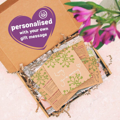 personalised gift message inside pamper kit letterbox gift box