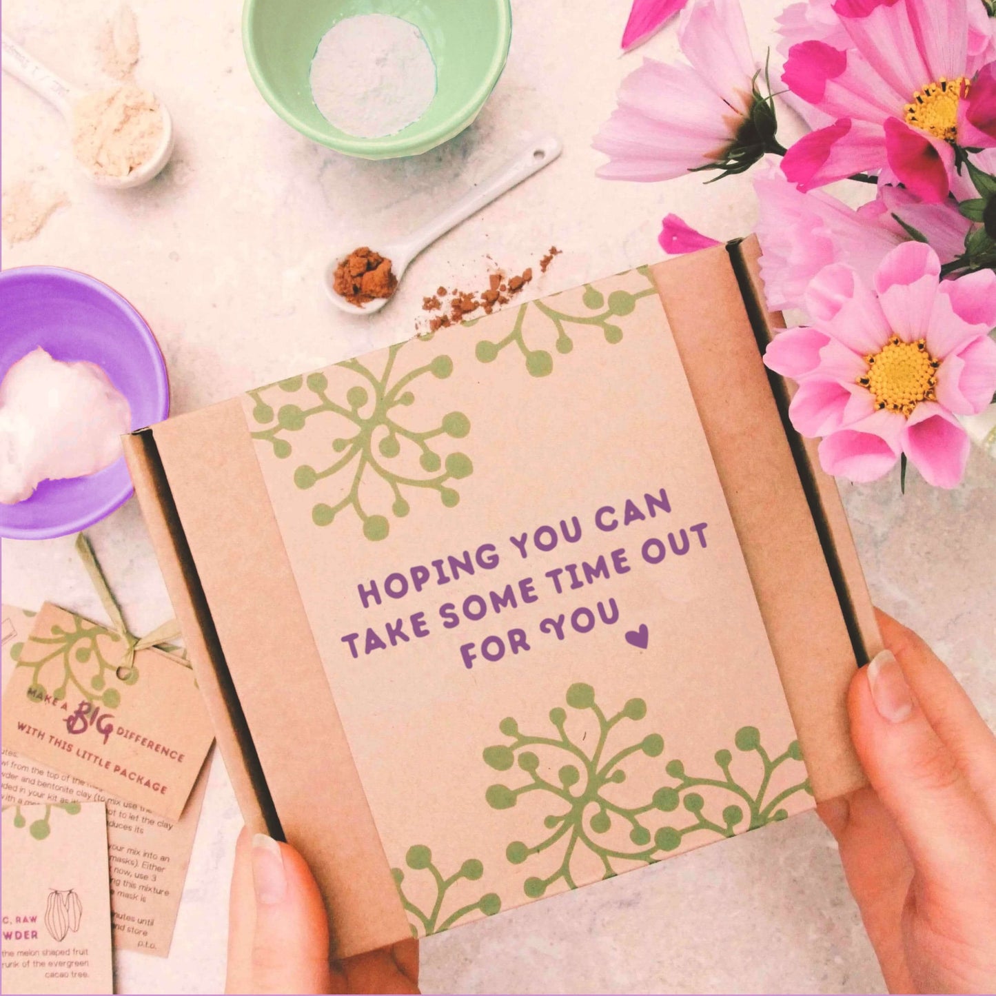 self care gift with gift message 'hoping you can take some time out for you'