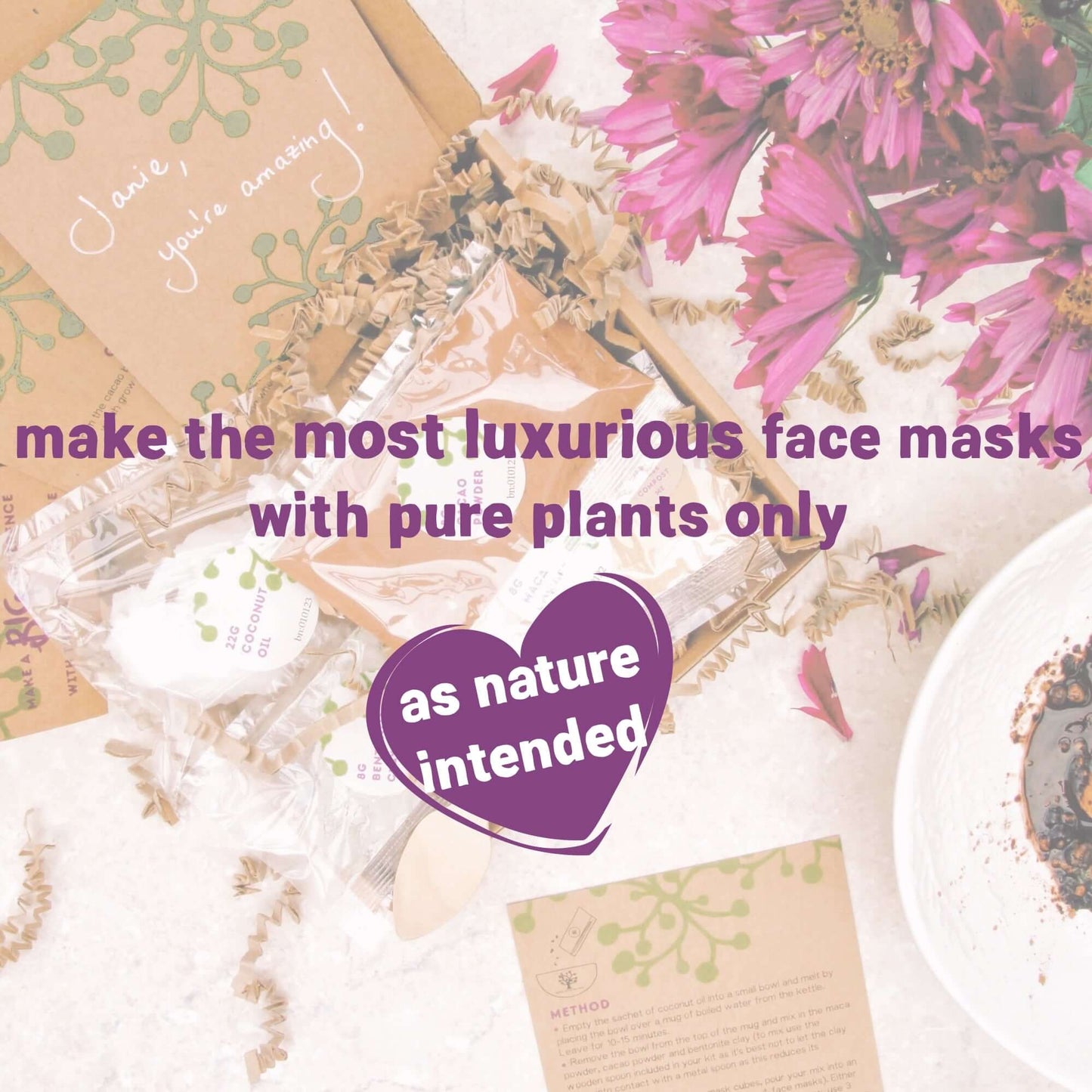 eco-friendly face mask kit inside sending love letterbox gift